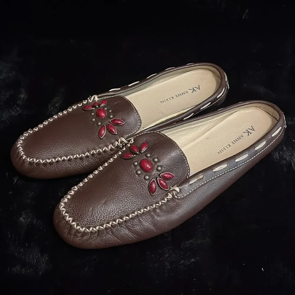 Anne Klein Leather Moccasin Casual Flats